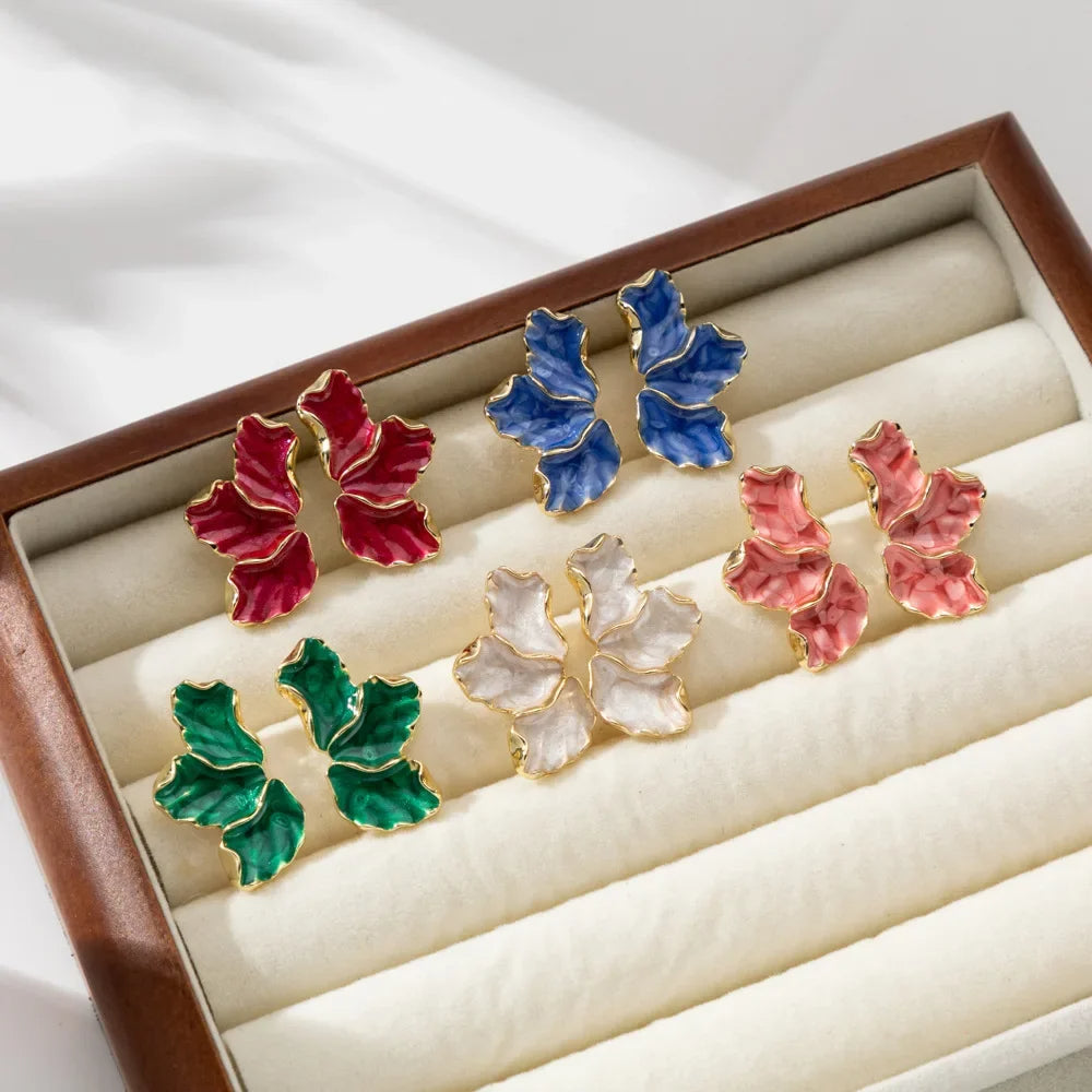 Half Flower Stud Earrings For Women